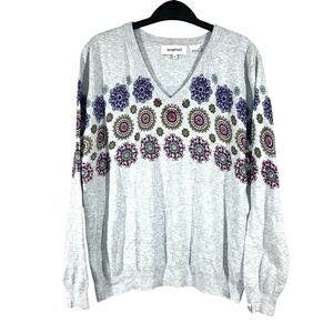 Desigual Pakaian Wanita Luar Mandala Sweater Womens XS Modal Blend Rhinestones